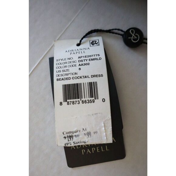 Adrianna Papell Women's Sz 6 Green Beaded Knee-Length Cocktail Party Dress - Picture 5 of 10